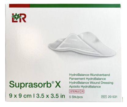 Изображение Повязка гидросбалансированная антибактериальная стерильная Супрасорб X (Suprasorb X) 9х9 см, штука