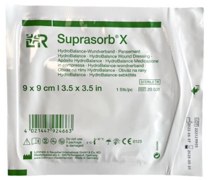 Изображение Повязка гидросбалансированная антибактериальная стерильная Супрасорб X (Suprasorb X) 9х9 см, штука