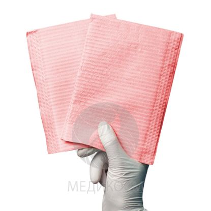 Изображение Салфетки ламинированные 33х45 см., 2-х слойные, рифленая бумага/полиэтилен, розовые, 500 шт в упаковке, Россия