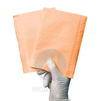 Изображение Салфетки ламинированные 33х45 см., 2-х слойные, рифленая бумага/полиэтилен, оранжевые, 500 шт в упаковке, Россия